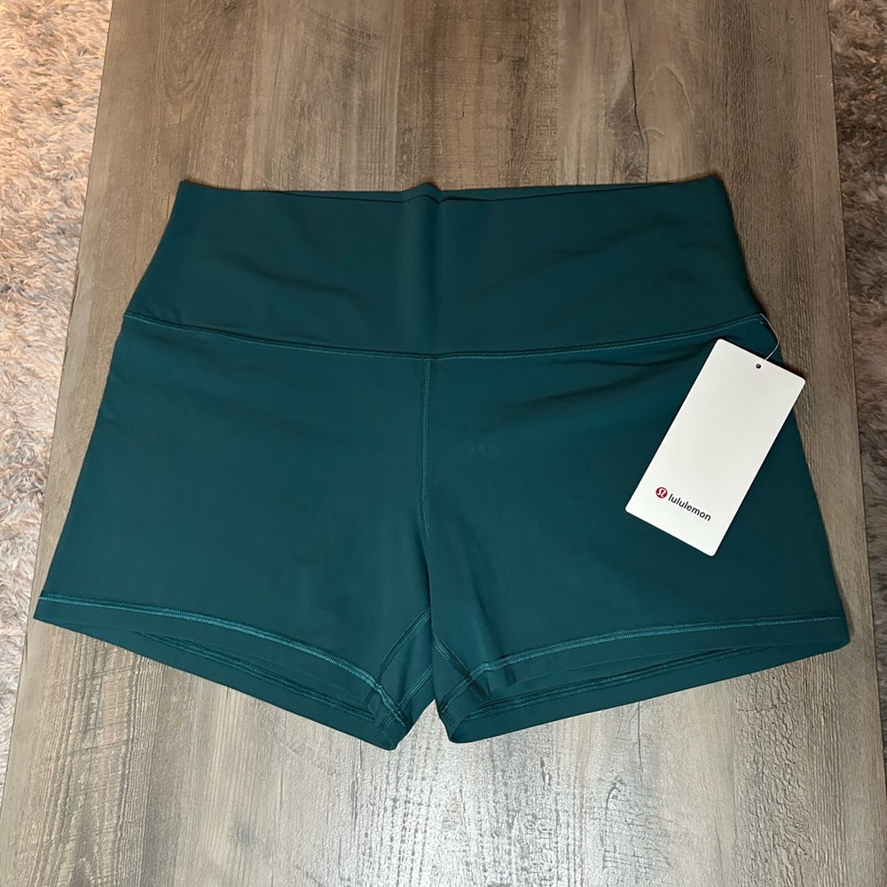 RARE NWT Lululemon Align HR Shorts 4” Sz 16 *storm teal*